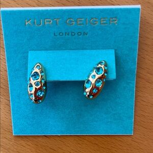 Kurt Geiger Gold-Tone Earrings with Blue Crystals